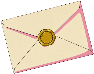Illustrated envelope sealed with gold wax